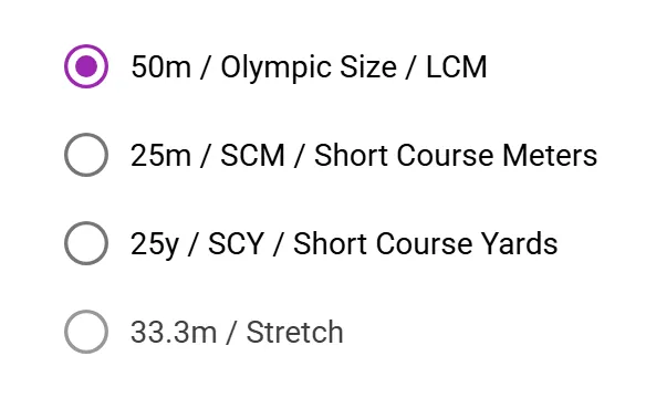 Choosing the pool length / course
